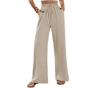 XFSRG Pantalon Femme Casual Été Taille Haute Elastique avec Léger Cordon Pantalon de Sport Décontracté Trousers avec Poches (Abricot XL)