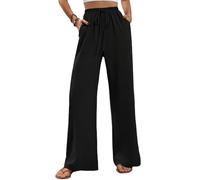 XFSRG Pantalon Femme Casual Été Taille Haute Elastique avec Léger Cordon Pantalon de Sport Décontracté Trousers avec Poches (Noir XL)