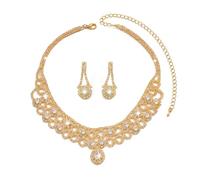 XFSRG Parure Bijoux Collier Boucles D'oreilles Cristal Brillant Motif Dentelle Luxueux Strass Élégant Mariage Cérémonie