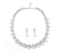 XFSRG Parure Bijoux en Perles Femme Zirconium Collier et Boucle d'Oreilles Ensemble Mariée Mariage Fiançailles Demoiselle d'Honneur Cadeau Bijoux