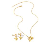 XFSRG Parure Bijoux Étoile Mer Coquillage Collier Boucles D'oreilles Pendentif Perle Acier Inoxydable Chaîne Serpent Ajustable