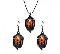 XFSRG Parure Bijoux Fantaisie Femme Vintage Gothique Collier Et Boucles d'Oreilles Ensemble Bijoux Femme Pour Soirée(B)