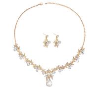 XFSRG Parure Bijoux Femme Collier Boucles D'oreilles Tendance Zircone Ensemble de Bijoux Idéal pour les Mariages et les Fêtes(Or)