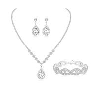 XFSRG Parure Bijoux Femme Collier Ensemble Bijoux Fantaisie Mariage Pendentif Éclatant