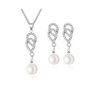 XFSRG Parure Bijoux Femme Collier et Boucles d'Oreilles en avec Perles et Cristaux Ensemble Bijoux Fantaisie pour Mariage et Soirée