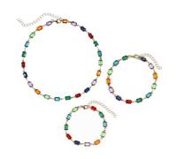 XFSRG Parure Bijoux Femme Collier et Bracelets Fantaisie Multicolore Ensemble de Bijoux Mode pour Mariage et Soirée