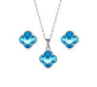 XFSRG Parure Bijoux Femme Collier Pendentif Bleu Ensemble Bijoux Fantaisie Mariage Élégant pour Toutes Occasions