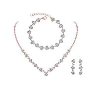 XFSRG Parure Bijoux Femme Ensemble Bijoux Fantaisie Collier Pendentif Bijoux Mariage Bracelet Boucles d'Oreilles