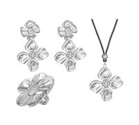 XFSRG Parure Bijoux Femme Ensemble de Bijoux Fantaisie Collier Boucles d'Oreilles et Bague pour Mariage et Soirée