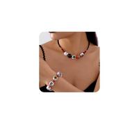 XFSRG Parure Bijoux Femme Halloween Gothique Ensemble Collier et Bracelet Vintage Motifs Citrouille et Chauve Souris Accessoires Elégants pour Fête d'Halloween (9+10)