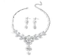 XFSRG Parure Bijoux Femme Mariage Mariée en Cristal Autrichien Collier, boucles d'oreilles, en cristal pour Soirées et Occasions Spéciales