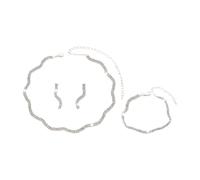 XFSRG Parure Bijoux Femme Parure de Bijoux de Mariage Strass Ensemble de Collier Boucles d'oreilles Bracelet Dames Filles Fête Anniversaire Jour Cadeaux de Noël (Argent)