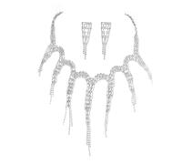 XFSRG Parure Bijoux Femme Set Collier Boucles d’Oreilles Poulpe Strass Halloween Élégant Bijoux Modernes pour Fêtes Soirées Cérémonies (Blanc)