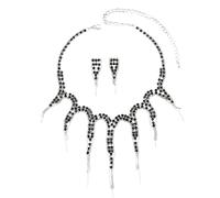 XFSRG Parure Bijoux Femme Set Collier Boucles d’Oreilles Poulpe Strass Halloween Élégant Bijoux Modernes pour Fêtes Soirées Cérémonies (Noir)