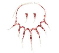 XFSRG Parure Bijoux Femme Set Collier Boucles d’Oreilles Poulpe Strass Halloween Élégant Bijoux Modernes pour Fêtes Soirées Cérémonies (Rouge)