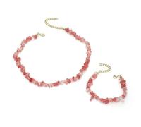 XFSRG Parure de Bijoux pour Femme avec Naturelle Collier et Bracelet Ajustables Bijoux Élégant Accessoire Cadeau pour Maman Epouse Sœur Meilleure Amie (Type A)