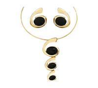 XFSRG Parure de Bijoux Tendance avec Motif Escargot Collier Statement et Boucles d’Oreilles en Spirale avec Accents Noirs pour le Quotidien et les Occasions Spéciales(Or)