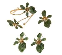 XFSRG Parure Ensemble de Bijoux Femme Parure de bijoux fleur, bague, bracelet et boucles d'oreilles Élégantes Mariage Soirée Cadeau