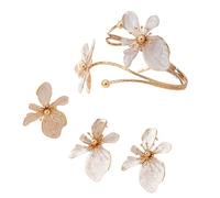 XFSRG Parure Ensemble de Bijoux Femme Parure de bijoux fleur, bague, bracelet et boucles d'oreilles Élégantes Mariage Soirée Cadeau