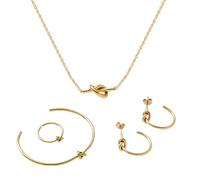 XFSRG Parure Ensemble de Bijoux Femme Pendentif noué Pendentif Collier Boucles d'oreilles Bracelet Set Bijou Hypoallergénique Saint-Valentin Cadeau