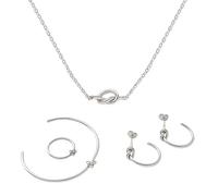 XFSRG Parure Ensemble de Bijoux Femme Pendentif noué Pendentif Collier Boucles d'oreilles Bracelet Set Bijou Hypoallergénique Saint-Valentin Cadeau
