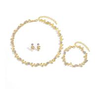 XFSRG Parures Bijoux Femme Mariage Ensemble De Bijoux Pour Femme Or Rouge Floral Élégant Pour Occasions Spéciales (Or et Blanc)