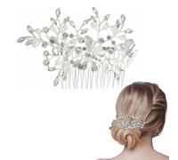 XFSRG Peigne Cheveux Papillon Floral Cristal Perle Accessoire Coiffure Mariage Cérémonie Bijoux Ornement Élégant (Argent)
