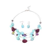 XFSRG Perles Enfilées Ensemble de Bijoux Turquoise Parure Bijoux Femme Bohemian Ensemble Bijoux Occidentaux Bijouxs Femmes Collier Coquillages Naturels Pendentif Boucles d'Oreilles