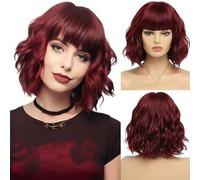 XFSRG Perruque Carré Court Bouclé avec Frange pour Femme, Cheveux Synthétiques Doux Aspect Naturel, Idéale pour Mode, Anniversaires, Fêtes Déguisées et Spectacles