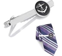 XFSRG Pince à Cravate Ancre Marine Médaillon Argenté Accessoire Homme Élégant Attache Cravate Classique Bijoux Masculin