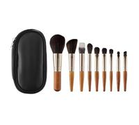 XFSRG Pinceaux Maquillage Professionnels Manche Bois Poils Synthétiques Doux Trousse Cosmétique Portable