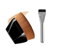 XFSRG Pinceaux Maquillages Pinceau Fond de Teint Pinceau Maquillage Kabuki à Pointe Plate Pinceau avec Étui de Protection pour Mélange Liquide Crème Poudre(Blanc + Noir)