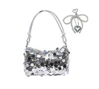 XFSRG Pochette Femme à Paillettes Dorées Sac à Main Soirée Élégant Pochette Bandoulière Femme pour Mariage et Fêtes (Argent)