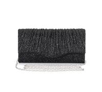 XFSRG Pochette Femme Brillante Plissés Élégant Enveloppe Soirée Clutch avec Chaîne Détachable pour Fête Mariage(Noir)
