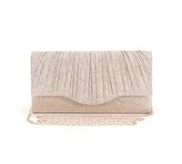 XFSRG Pochette Femme Brillante Plissés Élégant Enveloppe Soirée Clutch avec Chaîne Détachable pour Fête Mariage(Champagne)