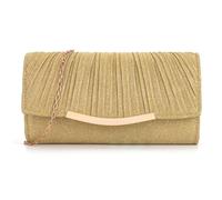 XFSRG Pochette Femme Clutch Sac à Main Cérémonie Soirée Bandoulière Chaîne Dorée Mariage Chic Élégante Pochettes Et Clutches (Or)