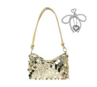 XFSRG Pochette Femme Clutch Sac à Main Élégant avec Bandoulière Détachable Pochettes et Clutches Sac de Soirée Chic et des Porte-clés en Perles(Or)