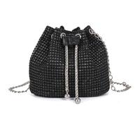 XFSRG Pochette Femme en Strass Brillant Élégant Soirée Clutch Sacs à Bandoulière avec Chaîne pour Mariage Fête Vacances(Noir)