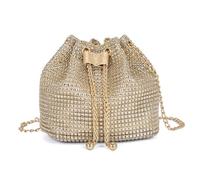 XFSRG Pochette Femme en Strass Brillant Élégant Soirée Clutch Sacs à Bandoulière avec Chaîne pour Mariage Fête Vacances(Or)