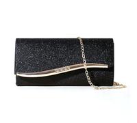 XFSRG Pochette Femme Enveloppe Élégante Sac à Main en Paillettes Brillant Strass Clutch Soirée avec Chaîne Détachable pour Fête Mariage(Noir)