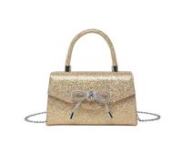 XFSRG Pochette Femme Étincelante avec Nœud Élégant Sac à Main pour Femme en Strass Brillant Pochette Soirée Mode pour Mariage et Fêtes (Or)