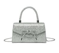 XFSRG Pochette Femme Étincelante avec Nœud Élégant Sac à Main pour Femme en Strass Brillant Pochette Soirée Mode pour Mariage et Fêtes (Argent)