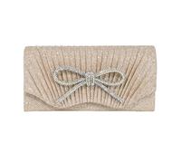 XFSRG Pochette Femme Noeud Brillant Soirée Sac a Main Élégant à Paillettes Enveloppe Clutches avec Chaîne pour Fête Mariage Cérémonie(Champagne)