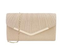 XFSRG Pochette Femme Plissés Enveloppe Élégante Soirée Clutch en Paillettes Brillant avec Chaîne Détachable pour Fête Mariage(Champagne)