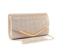 XFSRG Pochette Femme Soiree Brillant Élégant Sac à Main Mode Enveloppe Clutch avec Chaîne Détachable pour Fête Mariage(Or)