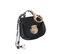XFSRG Porte Clé Femme en Cuir Synthétique avec Pochette Élégante Porte-clés Mode avec Attache Dorée et Ruban Décoratif Accessoire Chic pour Sac à Main Voiture et Usage Quotidien (Noir)
