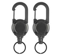 XFSRG Porte Clé Rétractable Noir avec Câble en Acier Inoxydable pour Bureau et Extérieur Porte Badge Durable et Pratique