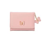 XFSRG Porte Monnaie Femme Papillon en Cuir PU Pliable Slim Court Petit Portefeuille Monnaie avec Slots de Carte Cadeaux pour Fille(Rose)