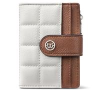 XFSRG Porte Monnaie Femme Porte Carte Fermeture à Glissière Facile à Transporter Fente pour Cartes Multiples Petit Portefeuille Mariage Fête Vacances (Blanc Brun)