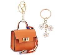 XFSRG Porte Monnaie Femme Trousse de Maquillage Créative avec Clés et Fleurs Mini sac à dos Porte-clés(Jaune et Blanc)